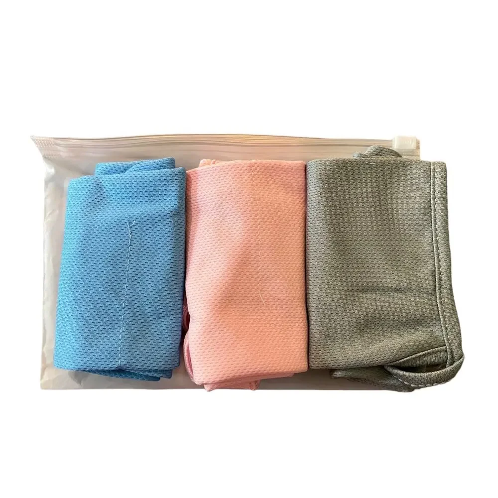 Kids Multicolor Set Of 3 Neck Gaiter Face Bandana Blue Gray Pink